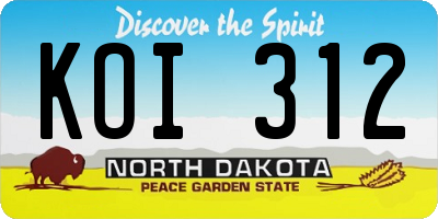 ND license plate KOI312