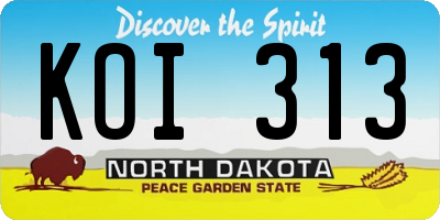 ND license plate KOI313