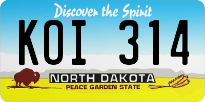 ND license plate KOI314