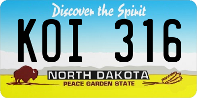 ND license plate KOI316
