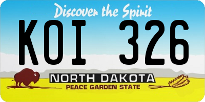 ND license plate KOI326
