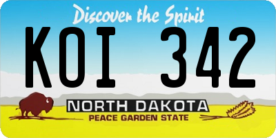 ND license plate KOI342