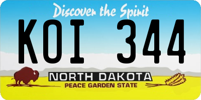 ND license plate KOI344