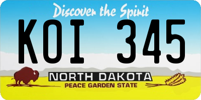 ND license plate KOI345