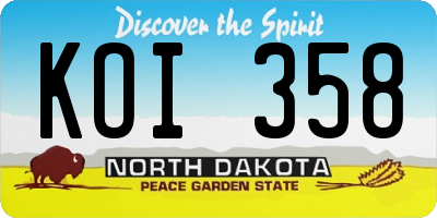 ND license plate KOI358