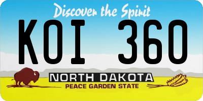 ND license plate KOI360