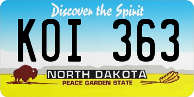 ND license plate KOI363