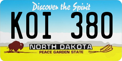 ND license plate KOI380