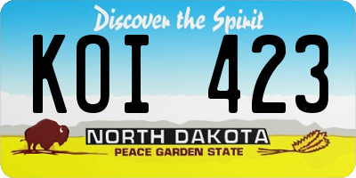 ND license plate KOI423