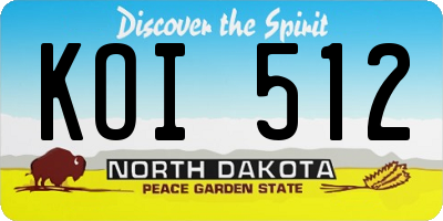 ND license plate KOI512