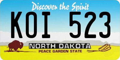 ND license plate KOI523
