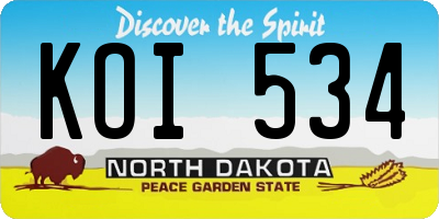 ND license plate KOI534