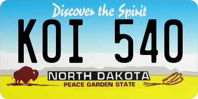 ND license plate KOI540