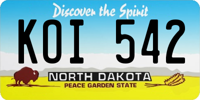 ND license plate KOI542
