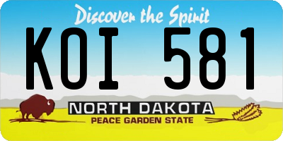 ND license plate KOI581
