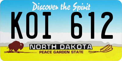 ND license plate KOI612