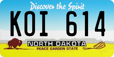 ND license plate KOI614