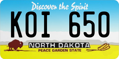 ND license plate KOI650
