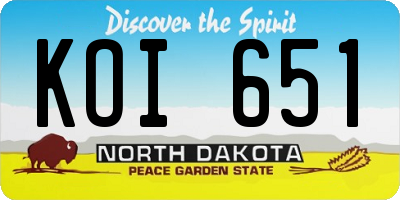 ND license plate KOI651