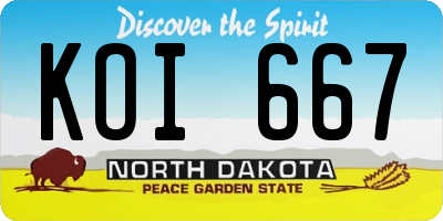 ND license plate KOI667