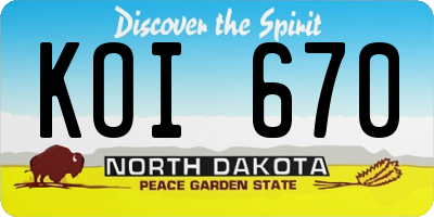ND license plate KOI670