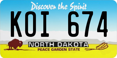 ND license plate KOI674