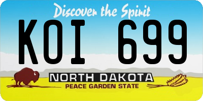 ND license plate KOI699