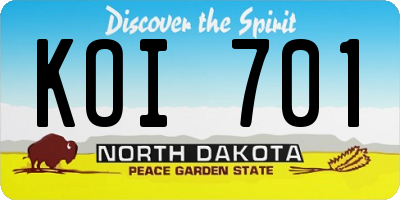 ND license plate KOI701