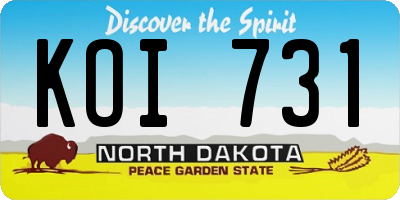 ND license plate KOI731