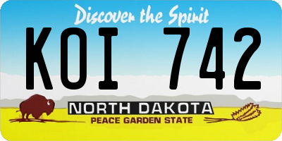 ND license plate KOI742