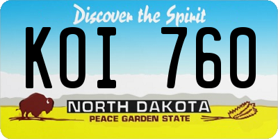 ND license plate KOI760