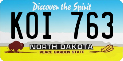 ND license plate KOI763
