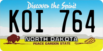 ND license plate KOI764