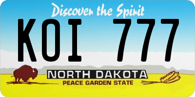 ND license plate KOI777