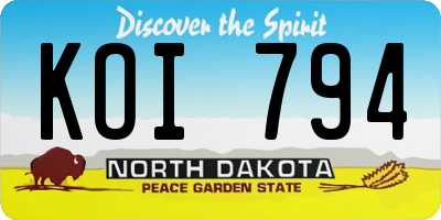 ND license plate KOI794