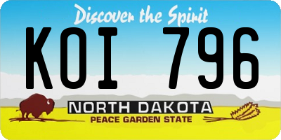 ND license plate KOI796