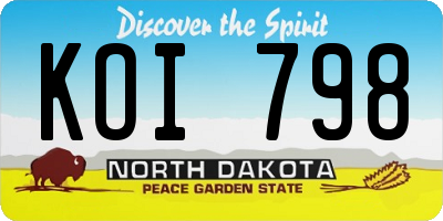 ND license plate KOI798