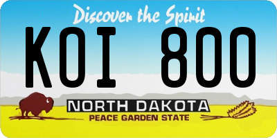 ND license plate KOI800