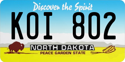 ND license plate KOI802
