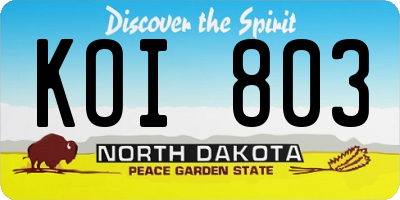 ND license plate KOI803