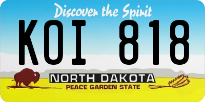 ND license plate KOI818