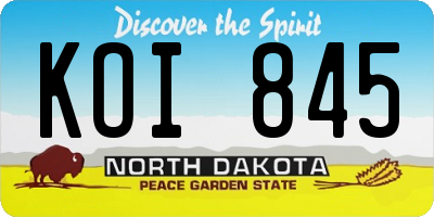 ND license plate KOI845