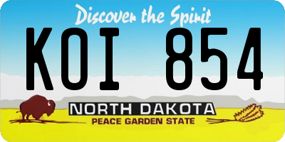 ND license plate KOI854