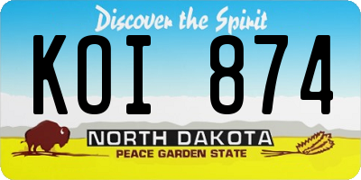 ND license plate KOI874