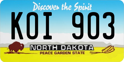 ND license plate KOI903