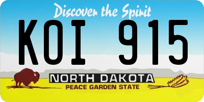 ND license plate KOI915