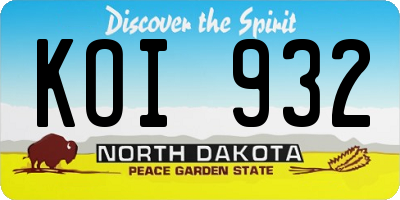 ND license plate KOI932