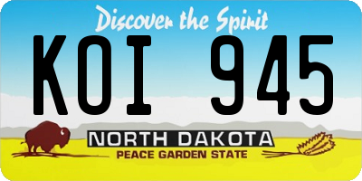 ND license plate KOI945