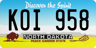 ND license plate KOI958