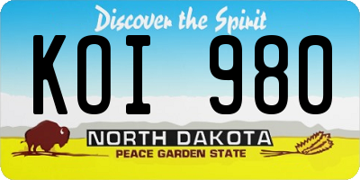 ND license plate KOI980